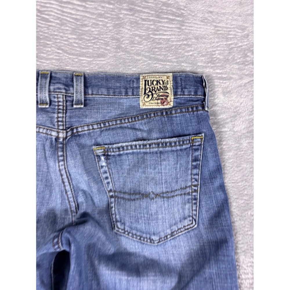 Vintage Lucky Brand Vintage Straight Jeans Mens 34x31 Blue Embroidered - Picture 10 of 14
